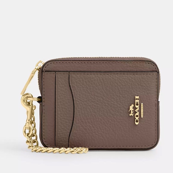 Coach Zip Card Case in Dark Stone - Picture 1 of 5